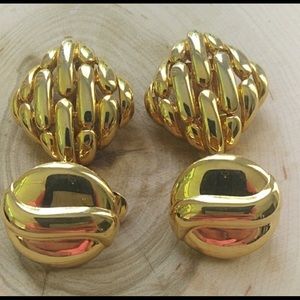 Vintage clip on gold metal earring bundle